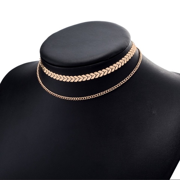 ⭐️ Awesome BoHo double layered fishtail arrows layered choker in silver or gold - Picture 10 of 11